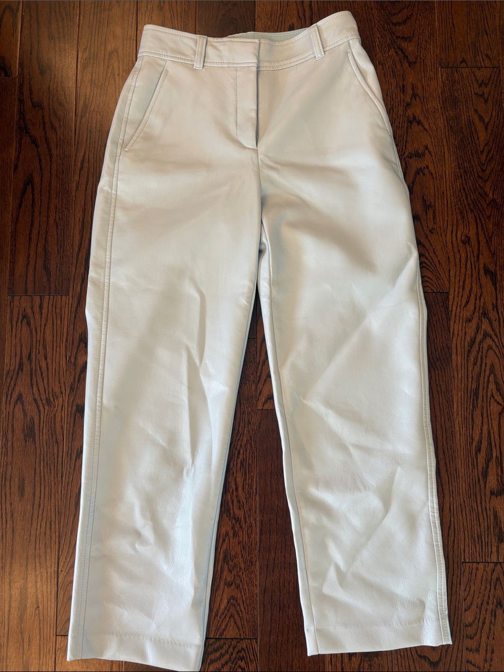 Babaton light blue Leather Trousers - Tailored Straight Leg